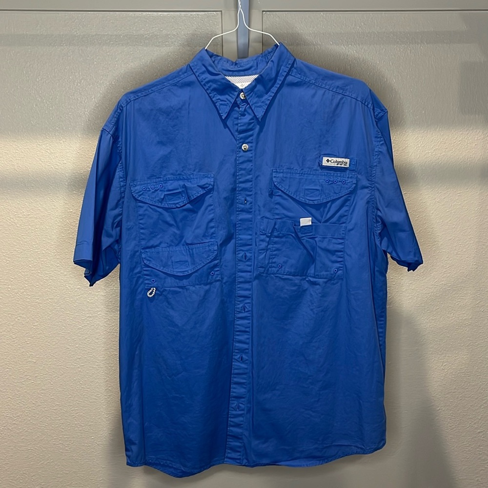 Columbia PFG Deep Blue Fishermen Shirt Large